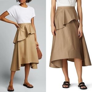 3.1 Phillip Lim Khaki Asymmetric Ruffle High Waist A-Line High Low Midi Skirt 4
